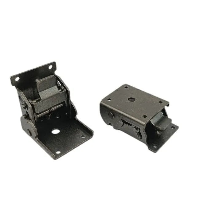 Furniture foot folding hinge in electroplated finish with 0-90 degree invisible self-locking mechanism