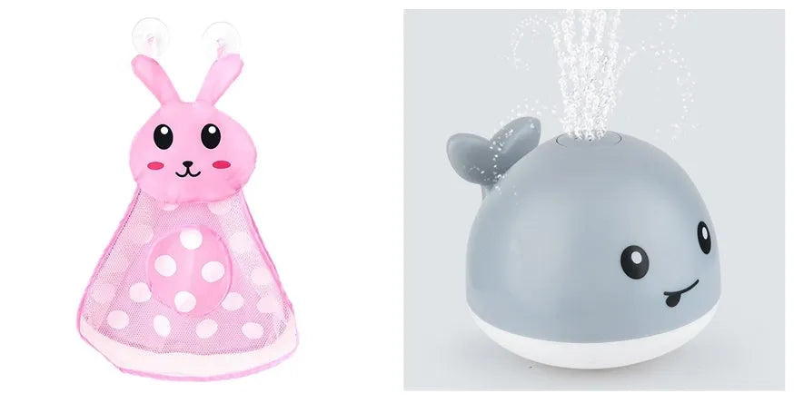 Automatic spray whale bath toy with LED lights floating in water