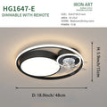 Nordic style 48cm ceiling fan light with metal blades and acrylic lampshade in black finish
