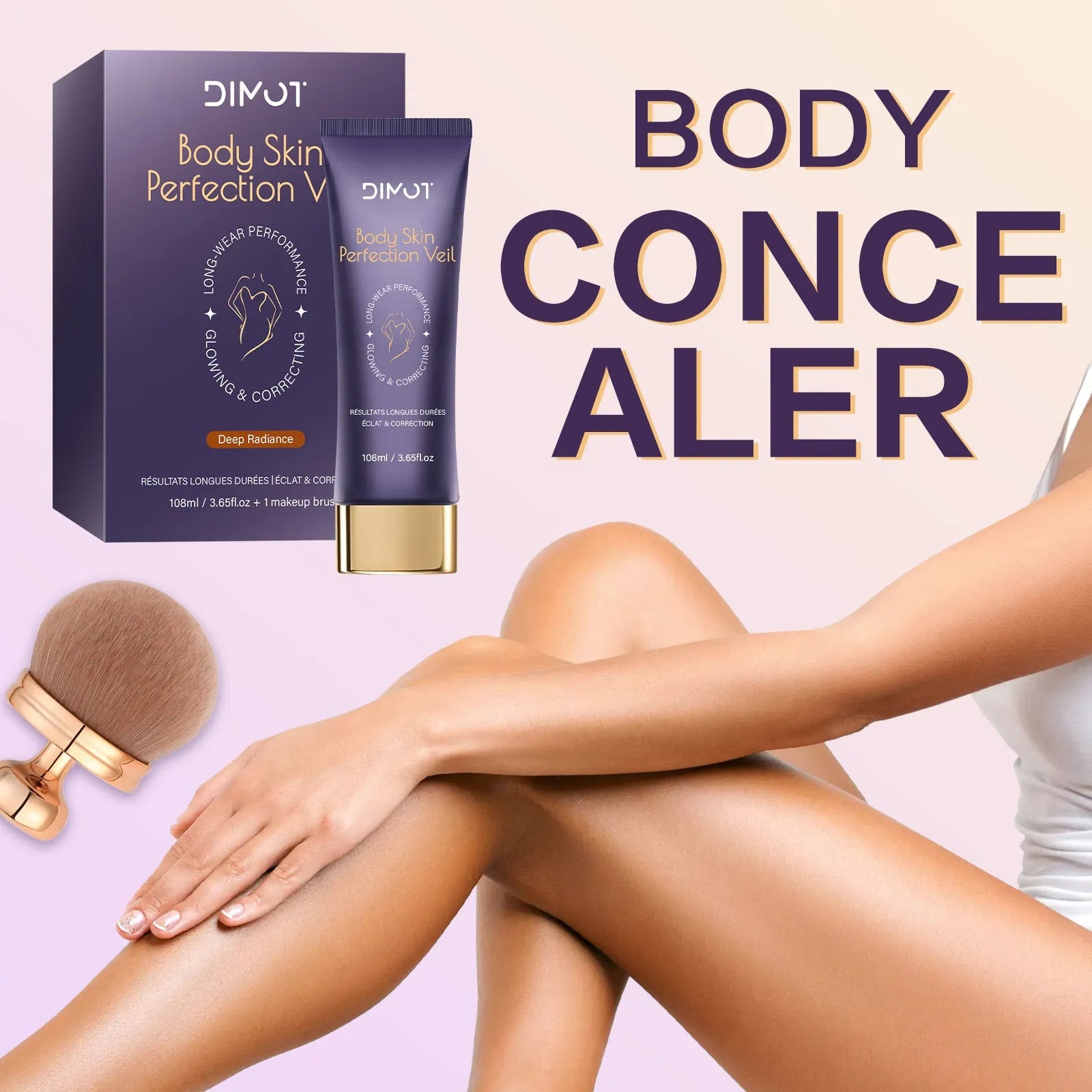 108ml body concealer cream with brush for waterproof coverage of tattoos and birthmarks.