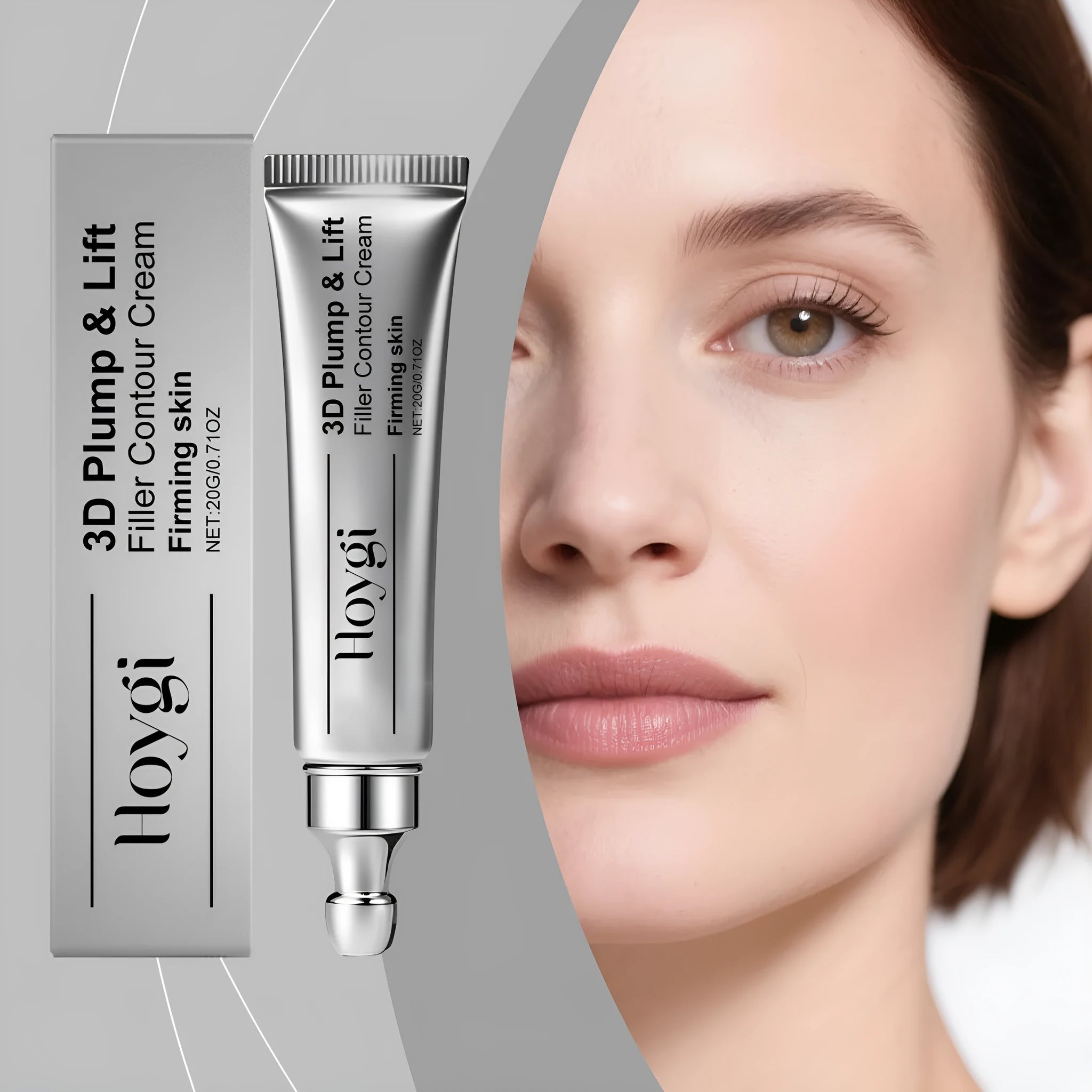 Moisturising eye cream in compact 3x13.3cm packaging with 20g formula containing ceramide EOS