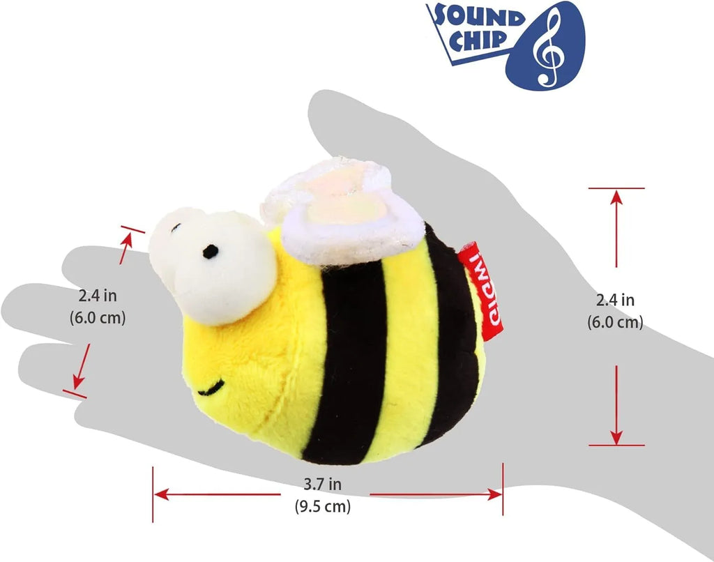 Yellow bee-shaped electronic cat toy with motion-activated squeaker for interactive play