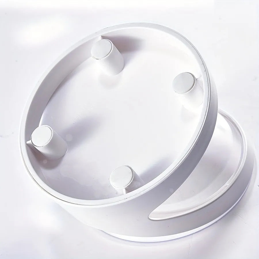 White elevated cat food bowl with ergonomic anti-vomit tilt design