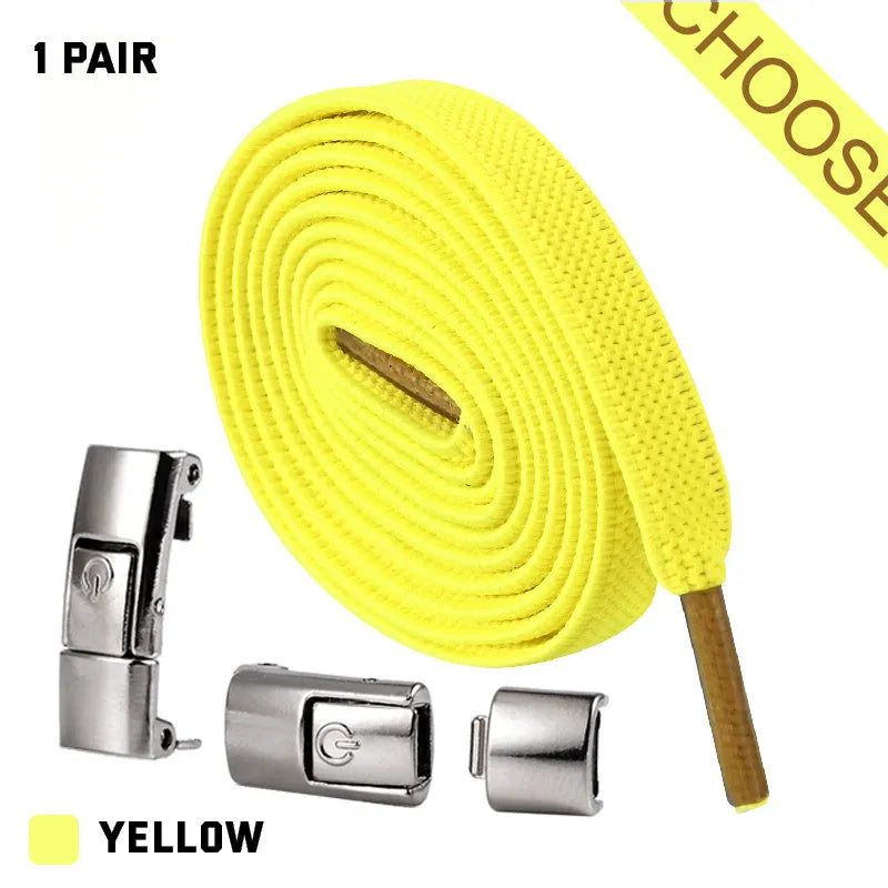 8mm widened flat elastic shoelaces with press lock mechanism in black and white for sneakers