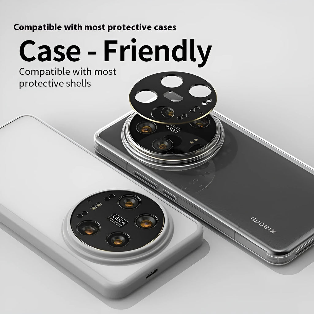 Xiaomi 14U lens protector film with frosted, explosion-proof, drop-proof features in black edge or black golden edge.