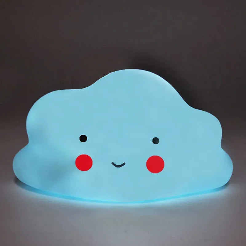 Cartoon enamel LED bedside lamp in Cloud Blue, 12x8x8cm, for children's room decoration