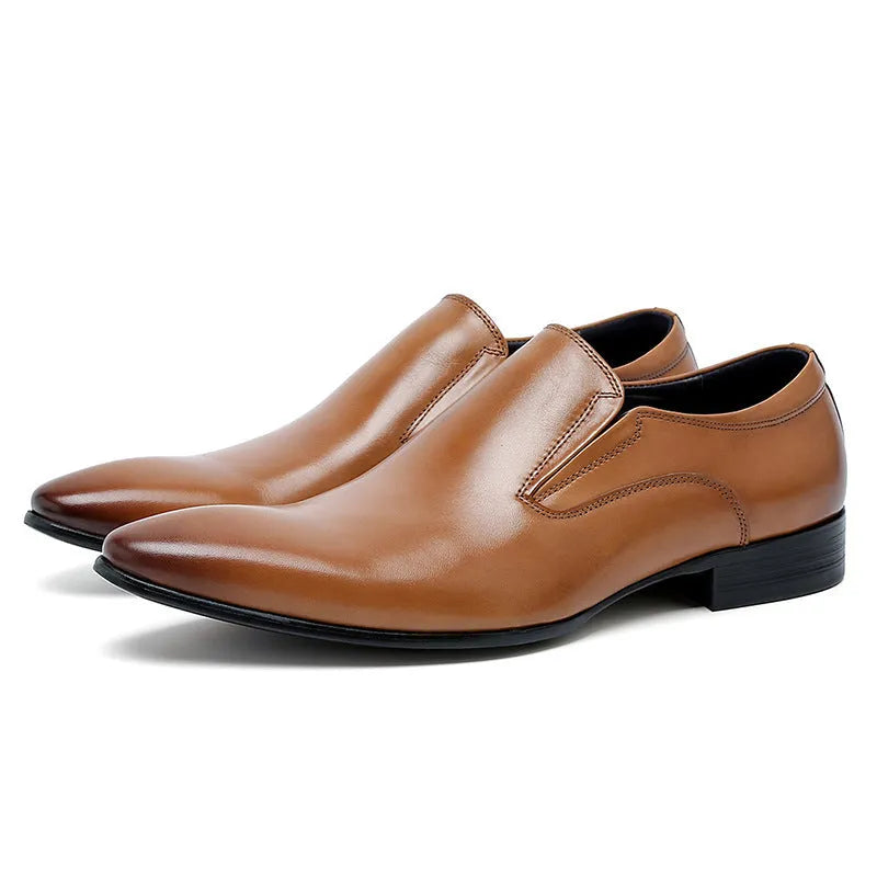 British Pointed Oxford men's leather formal shoes in black with rubber sole and pointed toe