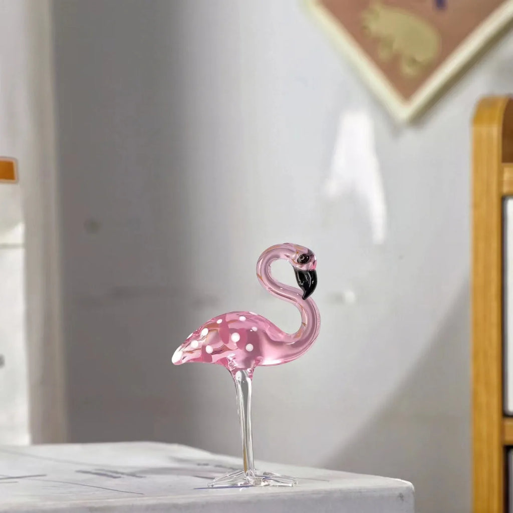 Pink crystal flamingo decorative on table with modern simple style for home decoration