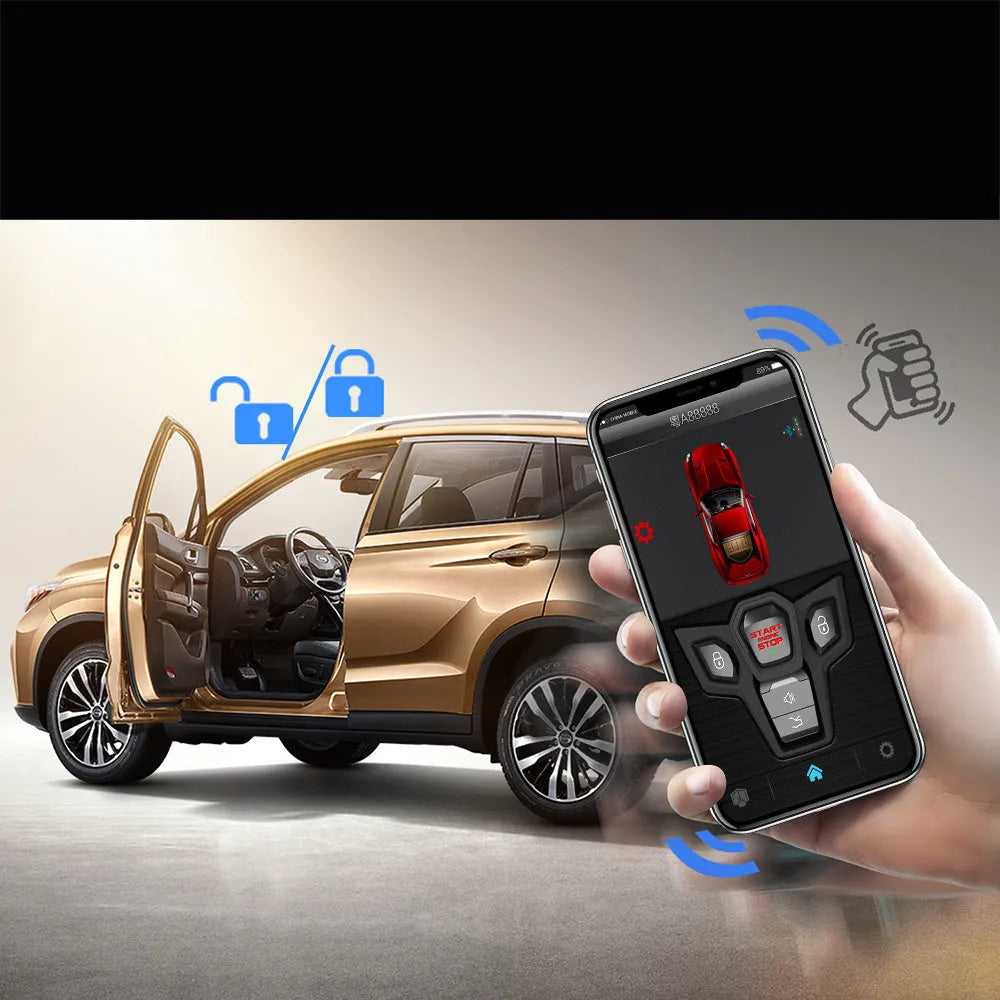 Red and Frosted Black one-way remote control car alarm system with two remotes for 3000m vehicle security