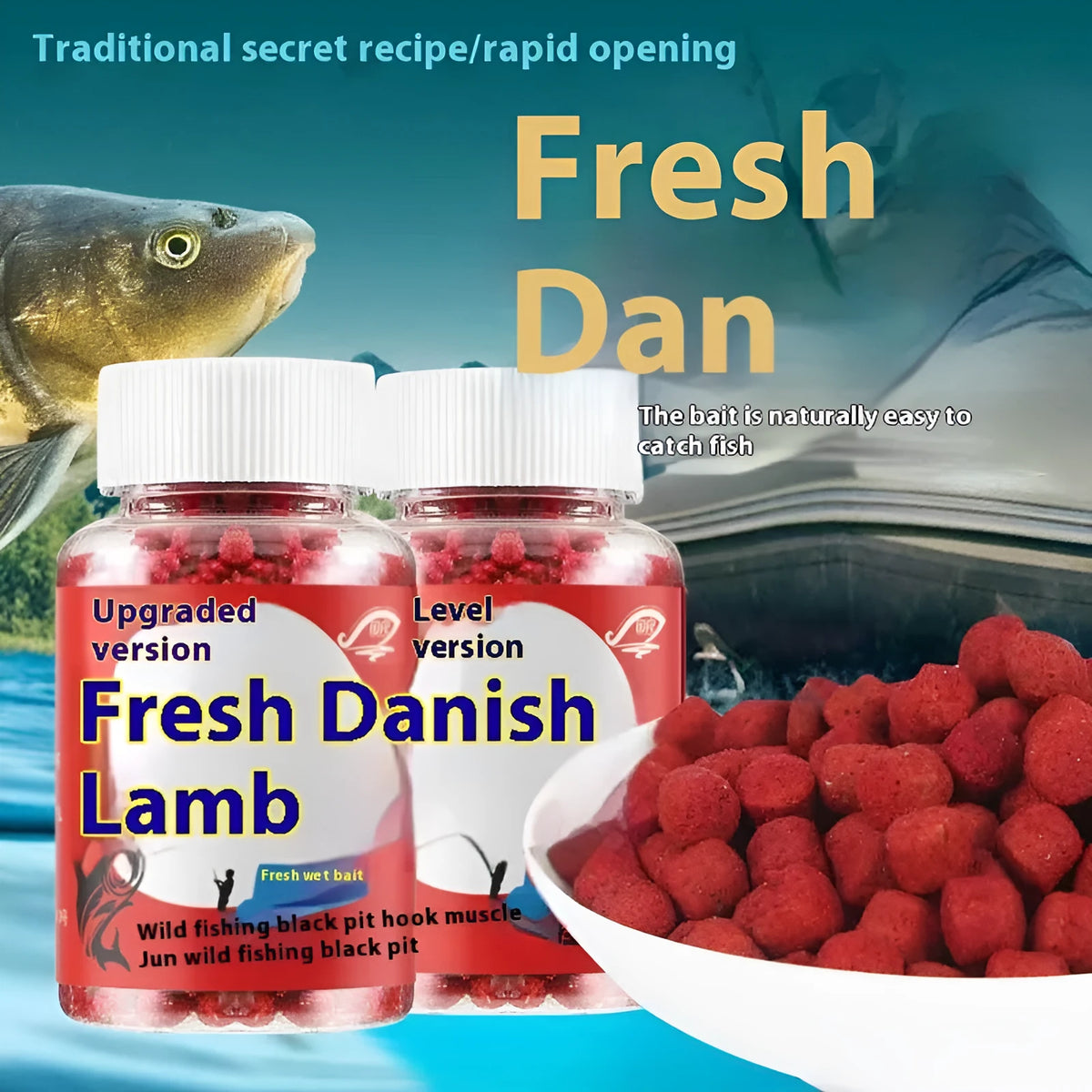 Bottle of lazy particle crucian carp and grass carp bait for freshwater wild fishing