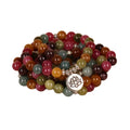 108-bead multi-layer bracelet with lotus design and tourmaline colour on hanging strings