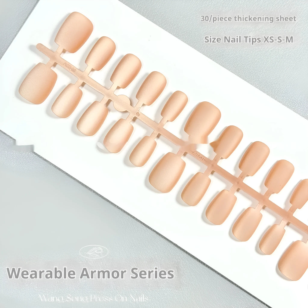 Frosted velvet Cat's Eye effect artificial nail art set for short ladder nails in XS, S, and M sizes.