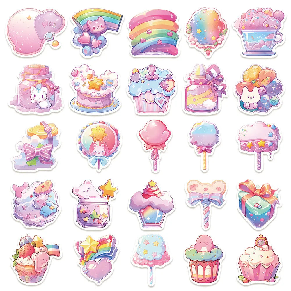 Waterproof decorative stickers with fresh candy designs measuring 4-7cm for hand account decoration