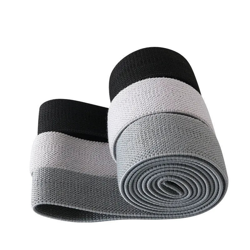Set of 3 long resistance bands, 200cm x 4cm, polyester cotton and latex silk, in blue pink purple or light grey grey black