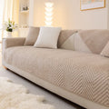 Solid colour plush sofa cover cloth in white khaki or grey, sizes 70x70cm to 110x240cm with matching pillowcase option