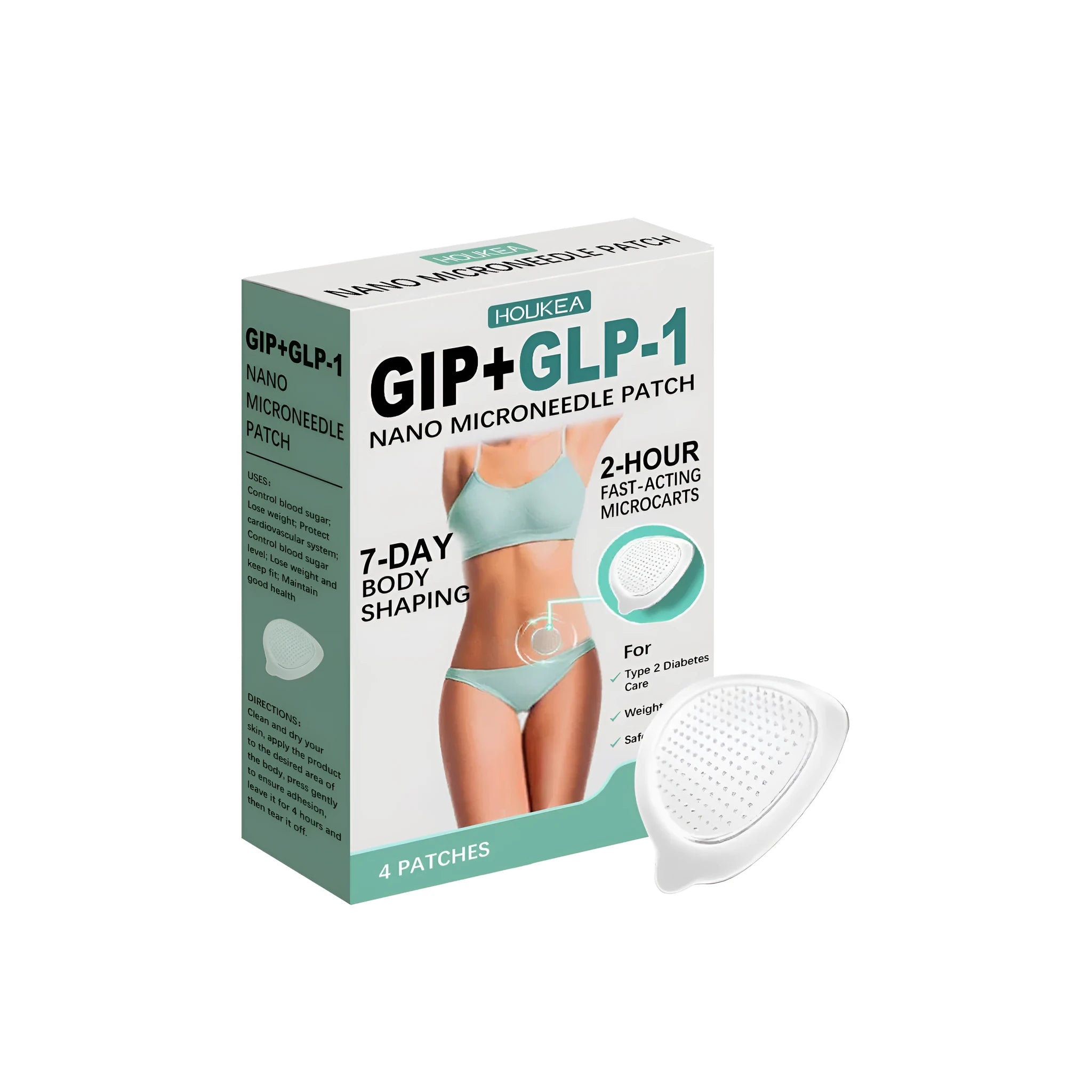 Four nano microneedle patches for anti-wrinkle facial treatment containing acetyl hexapeptide-8.