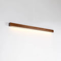 Modern walnut colour wood and acrylic wall lamp with LED lighting in minimalist log strip design