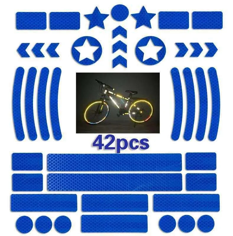 Sheet of bicycle reflective safety tape with a geometric grid pattern in one of four colour options.
