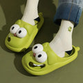 Cartoon big eye dog slippers for women in green PVC material