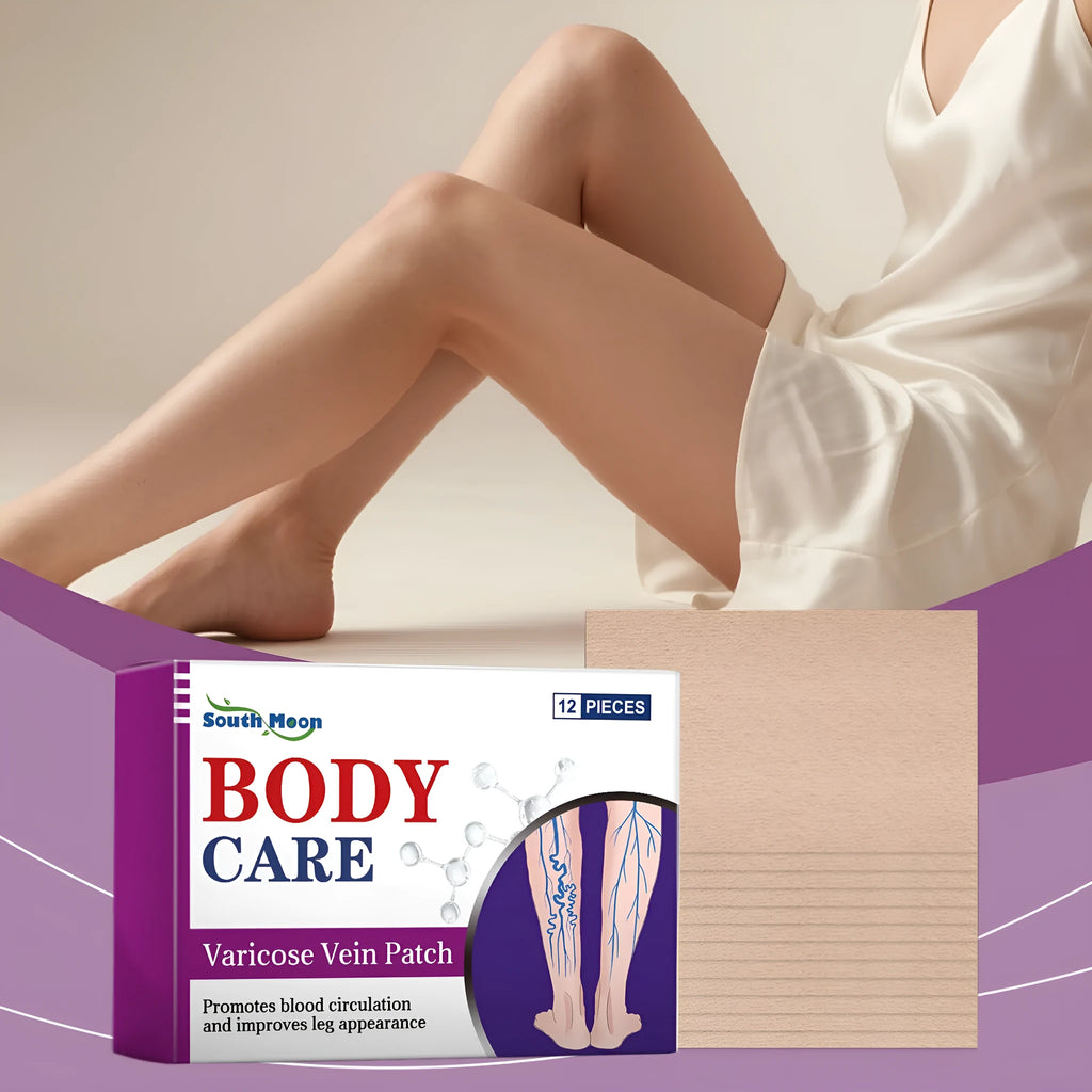 Pack of 12 leg care patches with plant ingredients for nourishing massage