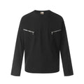 Cotton loose fit long sleeve pullover in black and flower grey colours