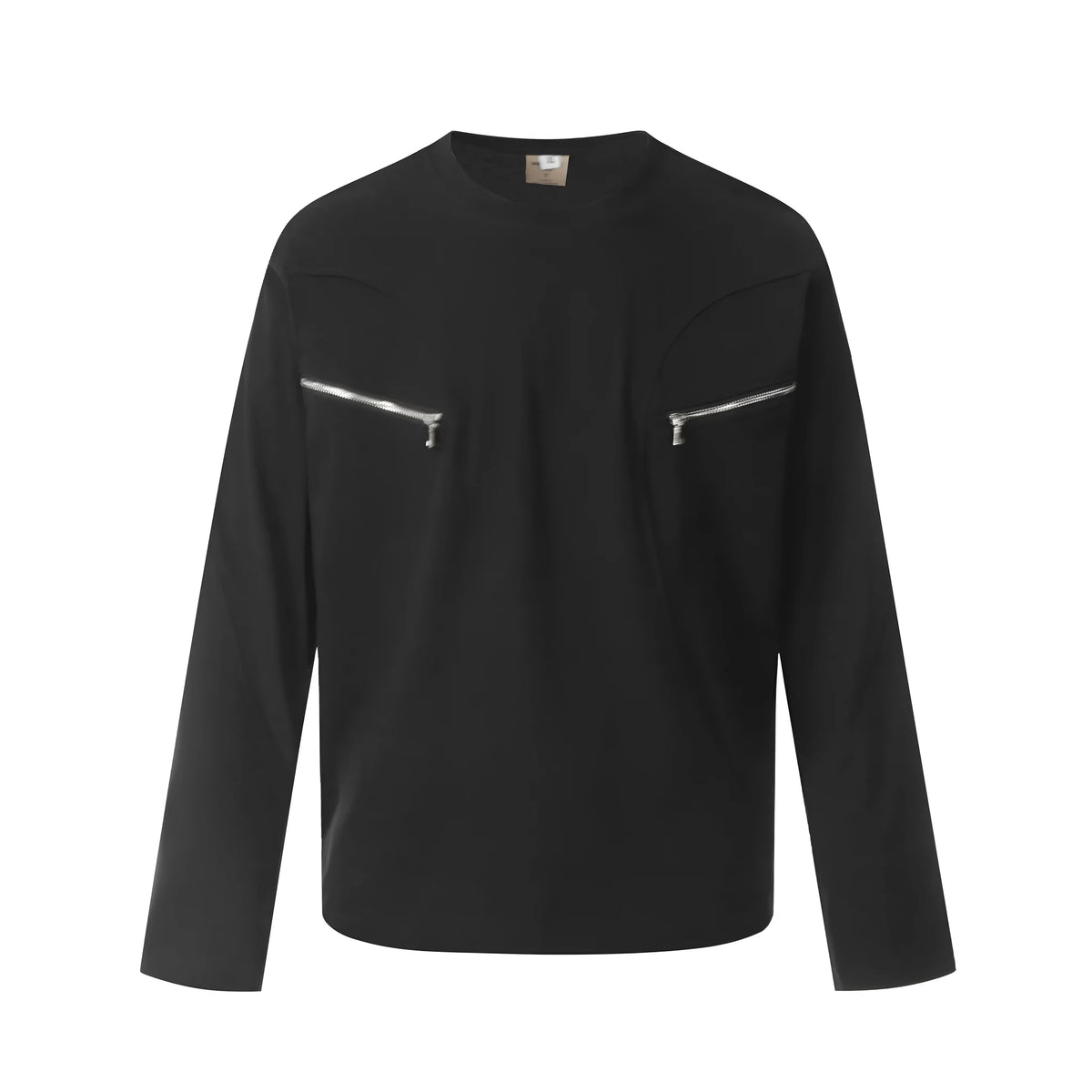 Cotton loose fit long sleeve pullover in black and flower grey colours
