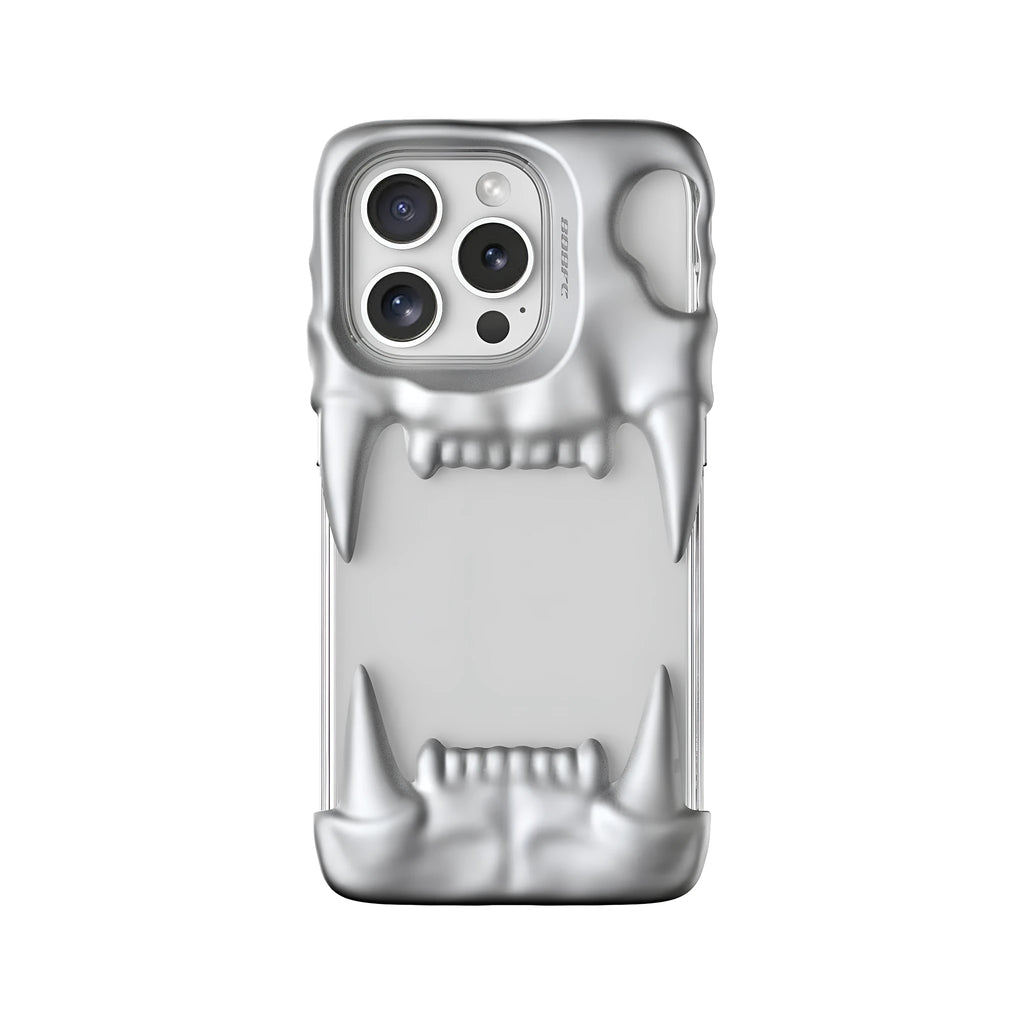 Silicone mobile phone case with full transparent inner shell for iPhone in metallic silver