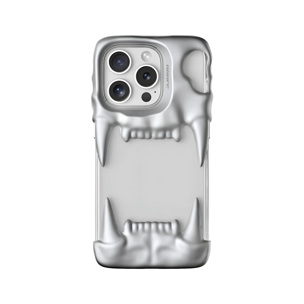 Silicone mobile phone case with full transparent inner shell for iPhone in metallic silver