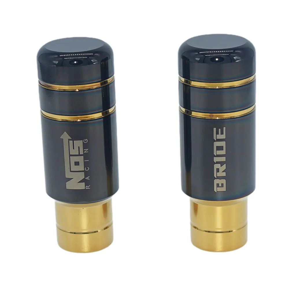Roasted blue and gold aluminium alloy gear shift head with rubber sleeves for manual transmission cars