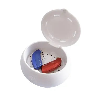 White ABS electric drying case for hearing aids with UV option, PTC constant temperature and 4H timer