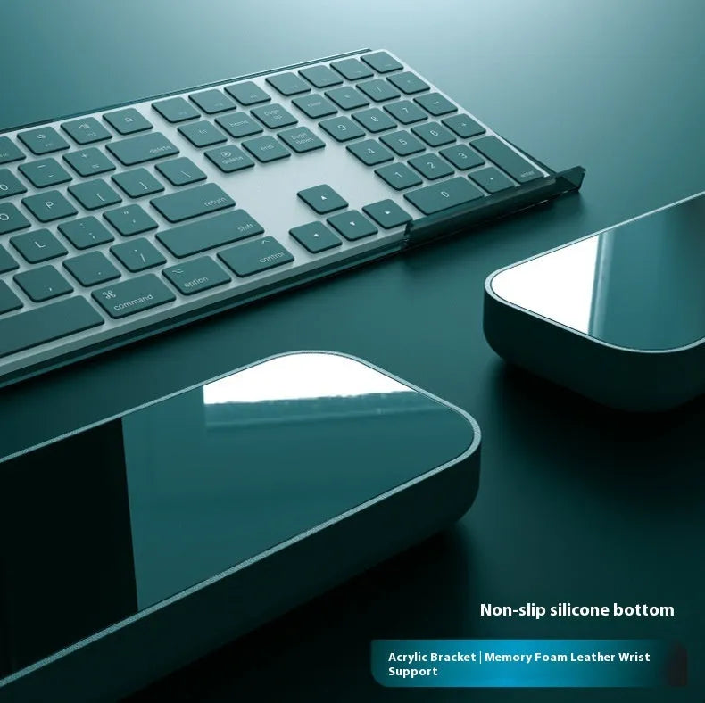 Double-sided resin keyboard and mouse pad with memory foam and wrist rest in multiple colour options
