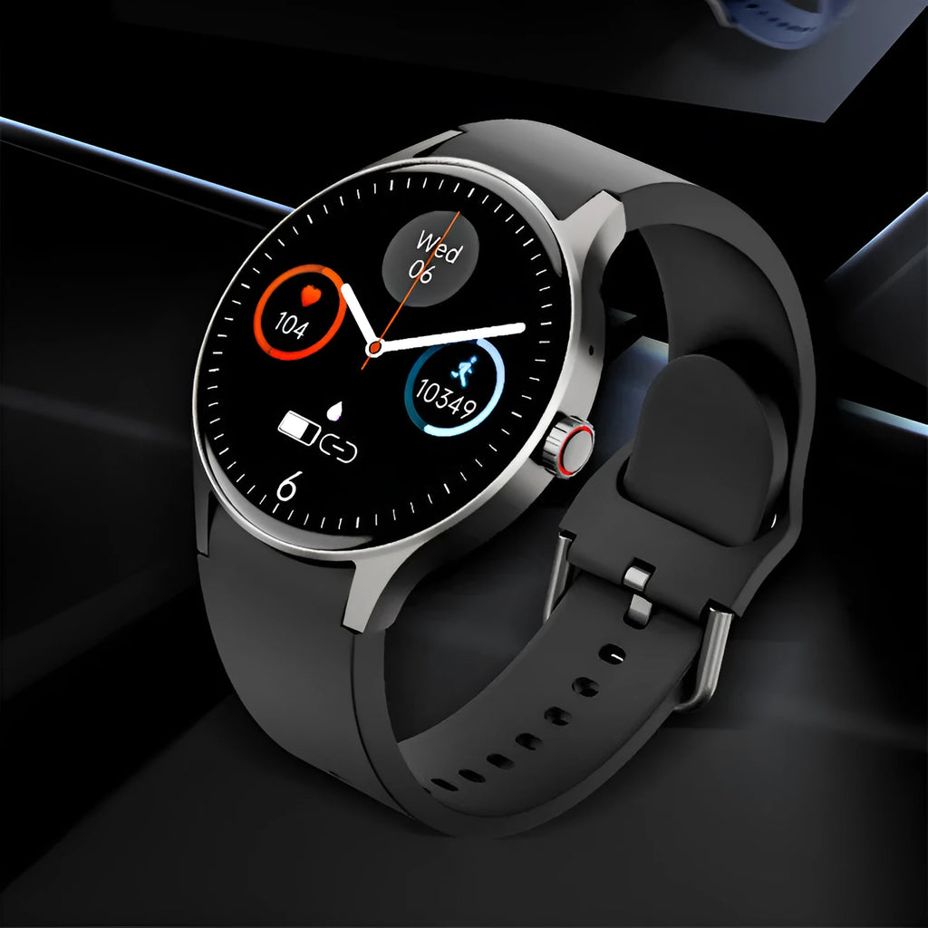 Men's and women's smart Bluetooth sport watch with round colour touchscreen on wrist
