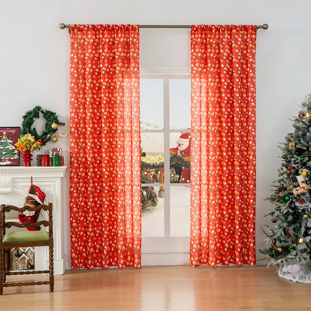 Christmas curtain with snowman and angel cartoon print in green colour, 1 metre width