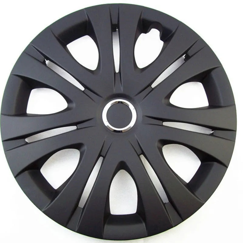 Universal ABS plastic wheel hub cover in silver finish for 15-inch car wheel.