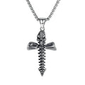 Men's silver skull necklace with stainless steel chain and alloy pendant in sports-style design
