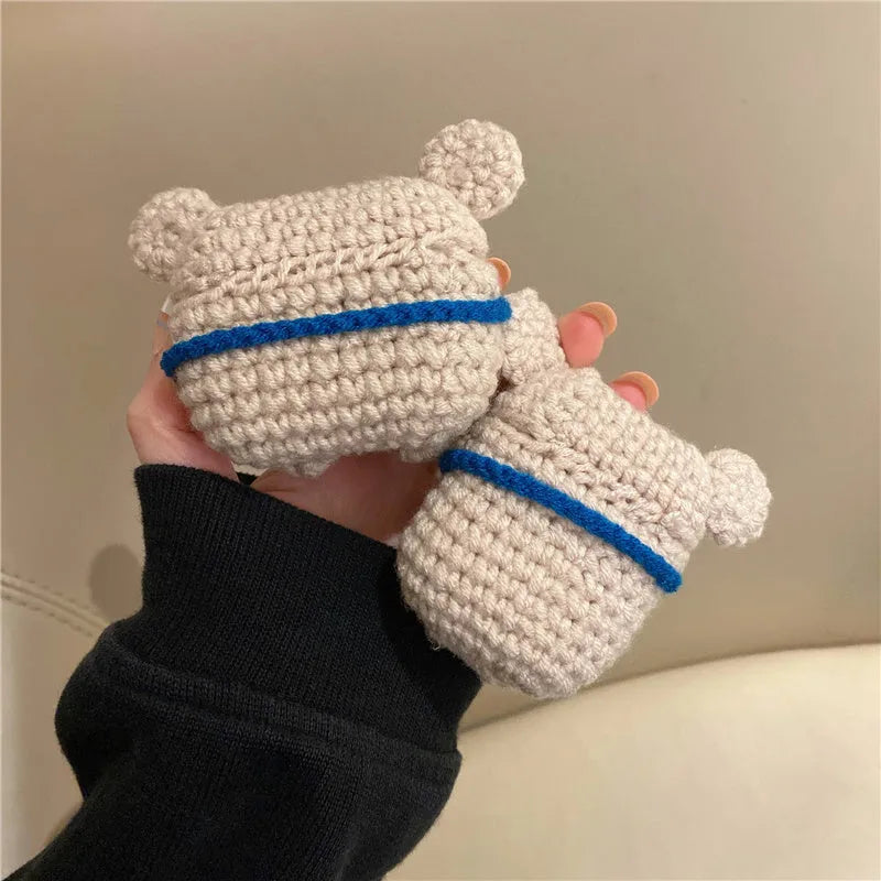 Handmade knitted koala bear backpack design protective case for Apple AirPods