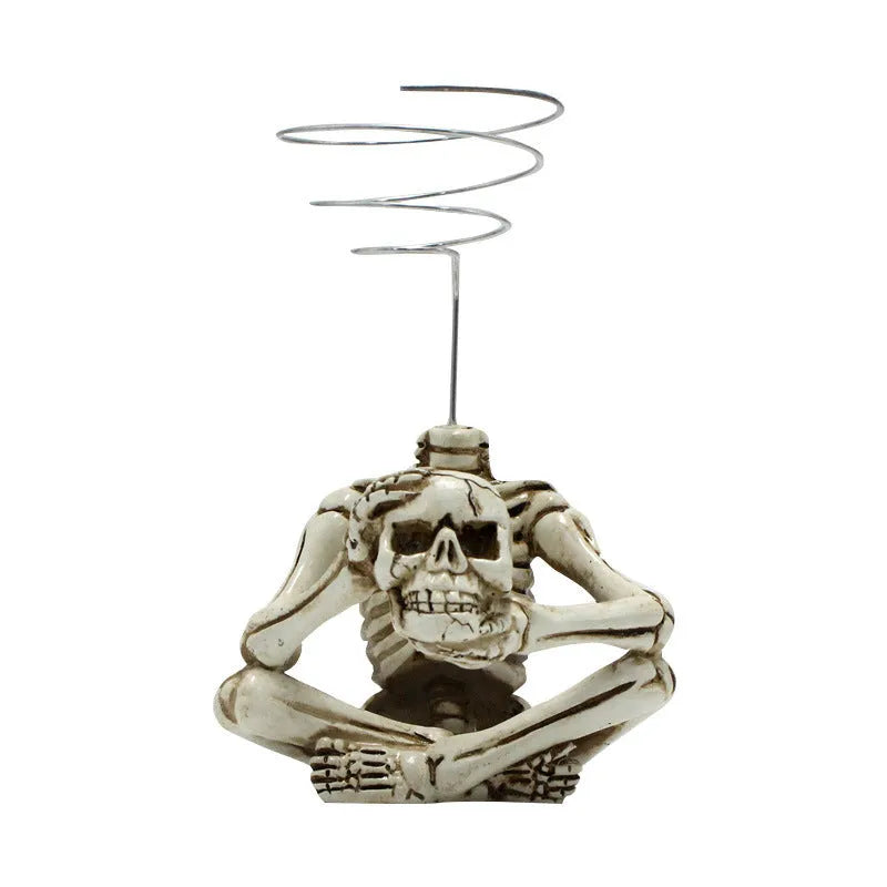 Gothic skull design resin bracket for tillandsia plants with iron base