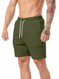 Men's simple casual shorts, straight leg, fifth length, chemical fibre blend, five colours, sizes S to 3XL
