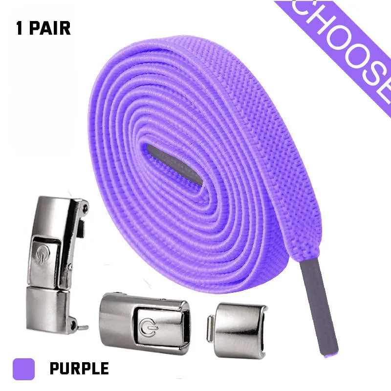 8mm widened flat elastic shoelaces with press lock mechanism in black and white for sneakers