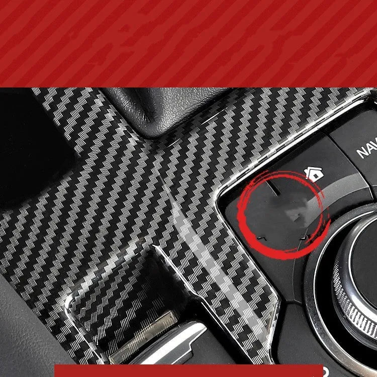 A pair of left and right carbon fibre pattern ABS plastic frames for car steering wheel decoration.