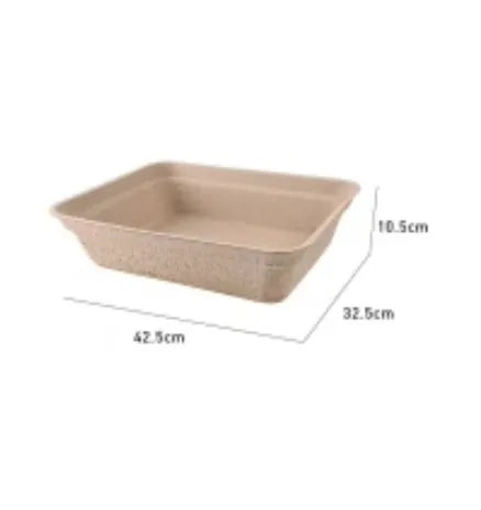 Brown disposable waterproof cat litter box showing three size options