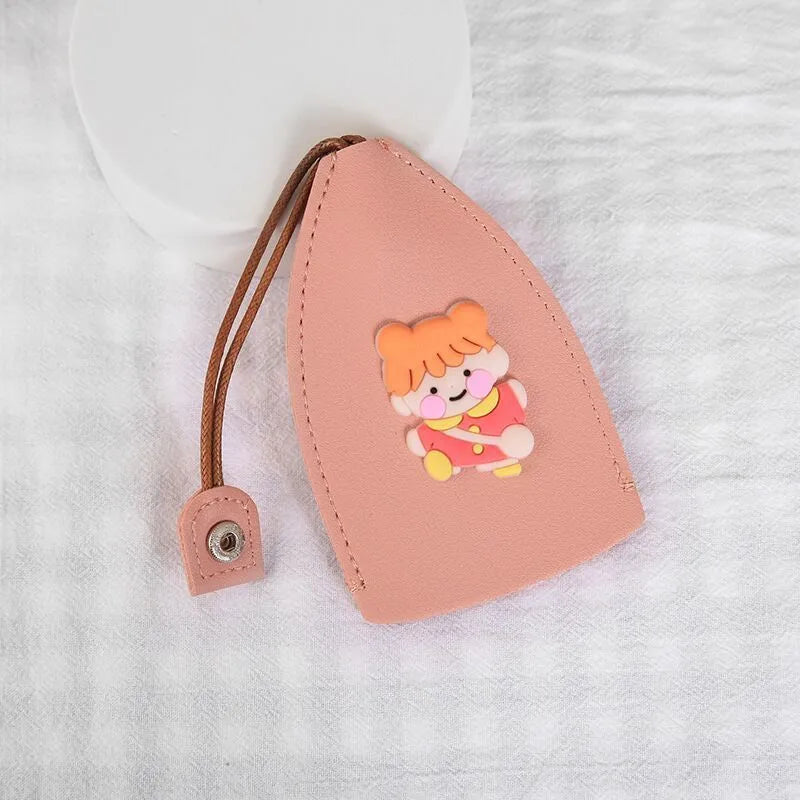 Cartoon design pull-out key case for car keys made from PU leather with pull-out tab