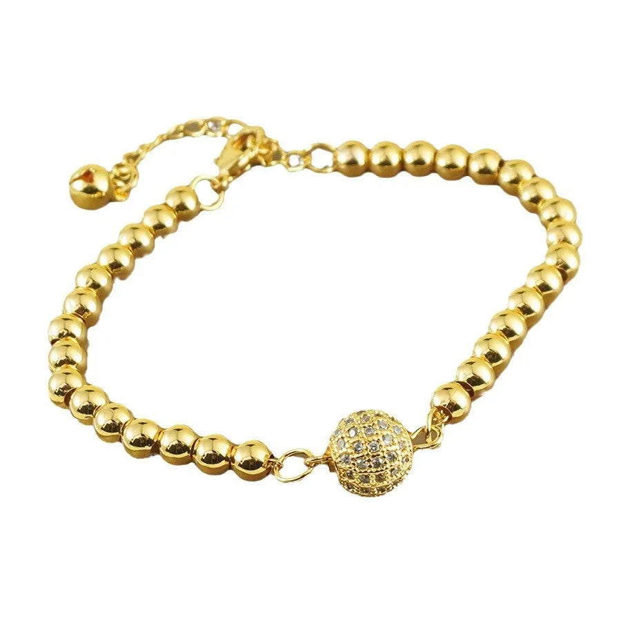 Arabic style women's copper bracelet with heart shape design and round zircon stone decorative elements