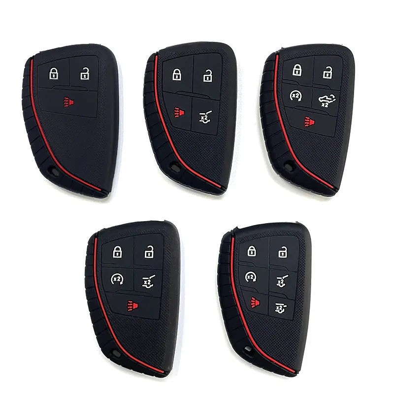 Black silicone key cover with tire pattern for Chevrolet Tahoe Ivia GW key fob