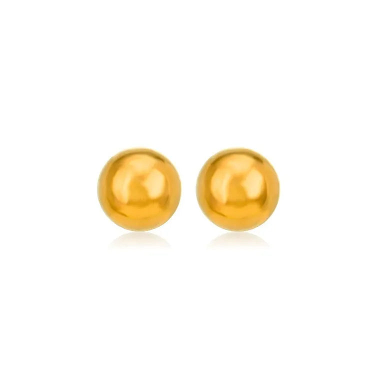 Stainless steel ball stud earrings with 18K electroplating in minimalist round design