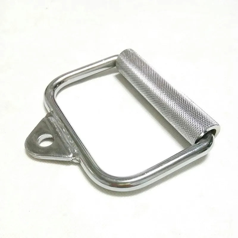 Silver D-type tension bar handle made from electroplated steel for fitness equipment, single tension rod