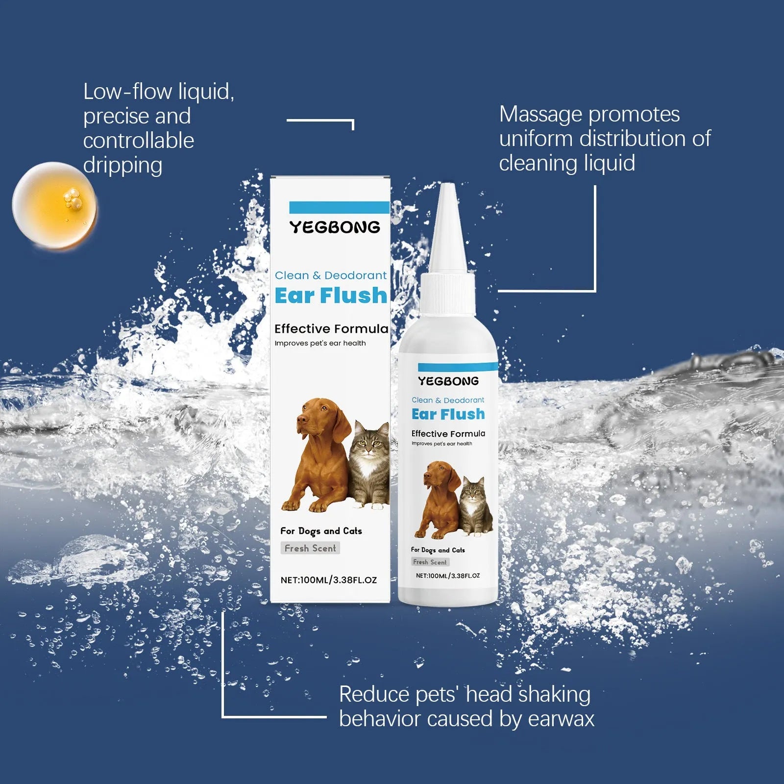 100ml pet ear cleaner bottle for dogs and cats earwax removal