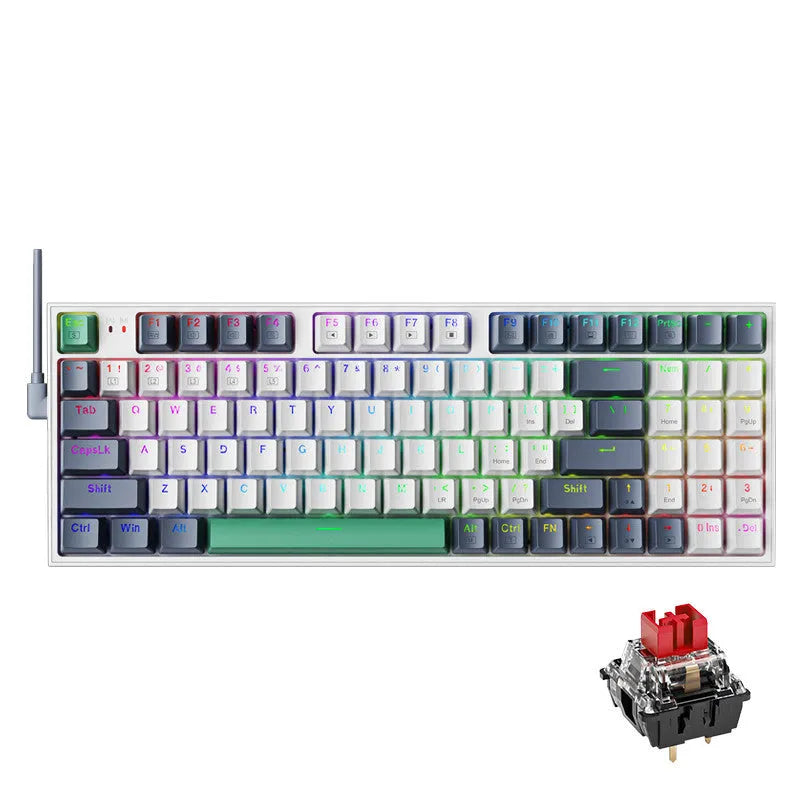 K500 wired mechanical keyboard with 94 keys, RGB backlighting, and 1.5m USB cable