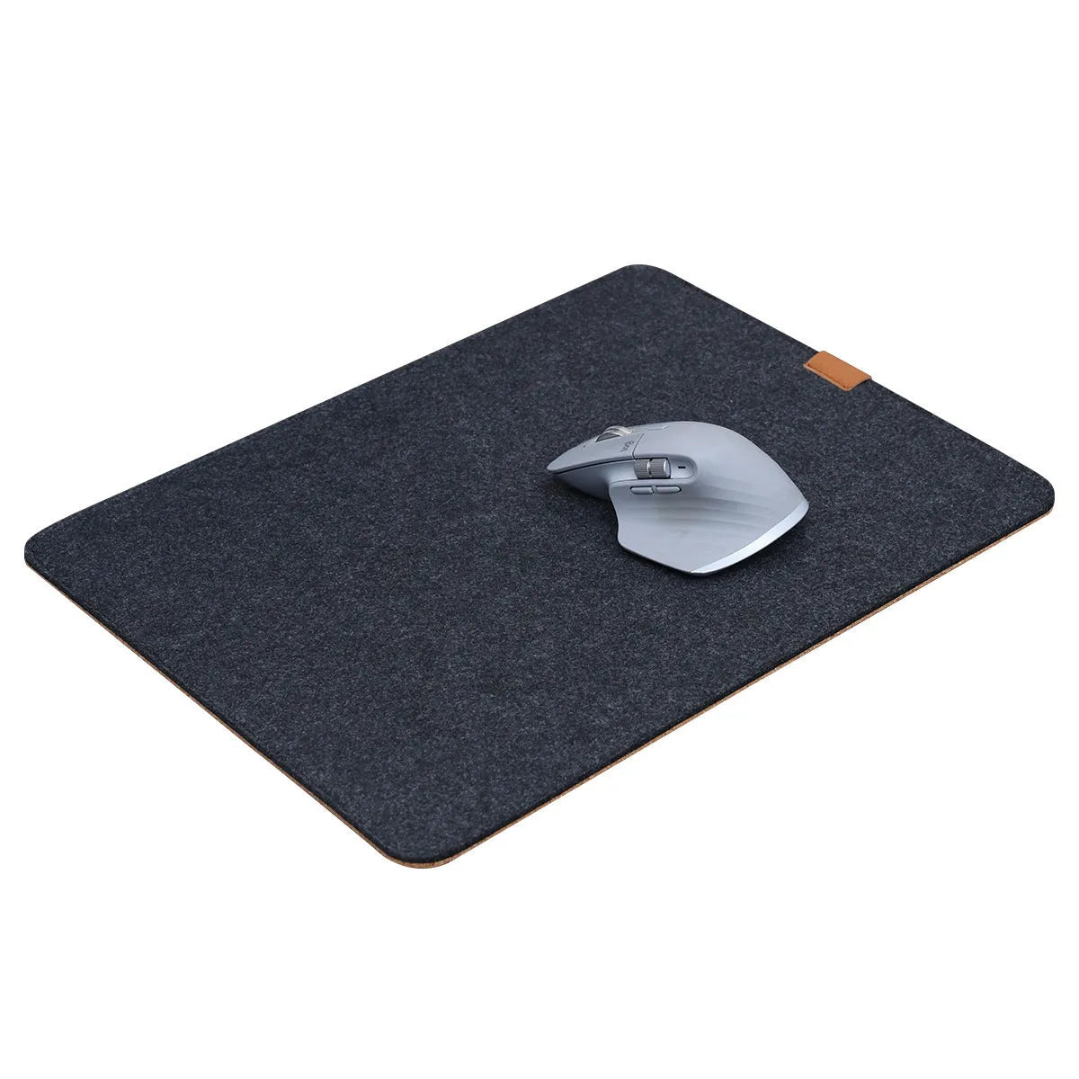 Winter warm grey felt and cork mouse mat with Japanese simple style on office desk
