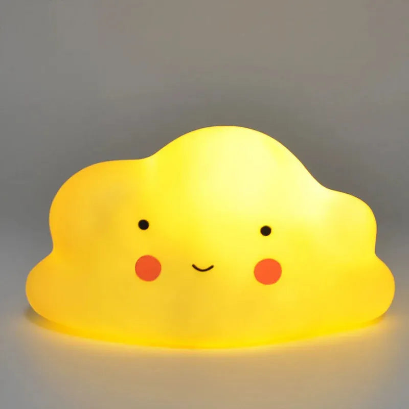 Cartoon enamel LED bedside lamp in Cloud Blue, 12x8x8cm, for children's room decoration
